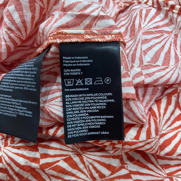 H&M A-Line Mini Dress Dark Orange Patterned and Cream Size Small - Picture 7 of 7